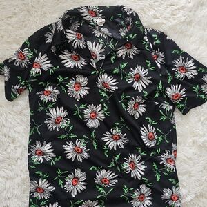 Vintage 1970s Daisy Dagger Collar Blouse Womens Top Size Large
